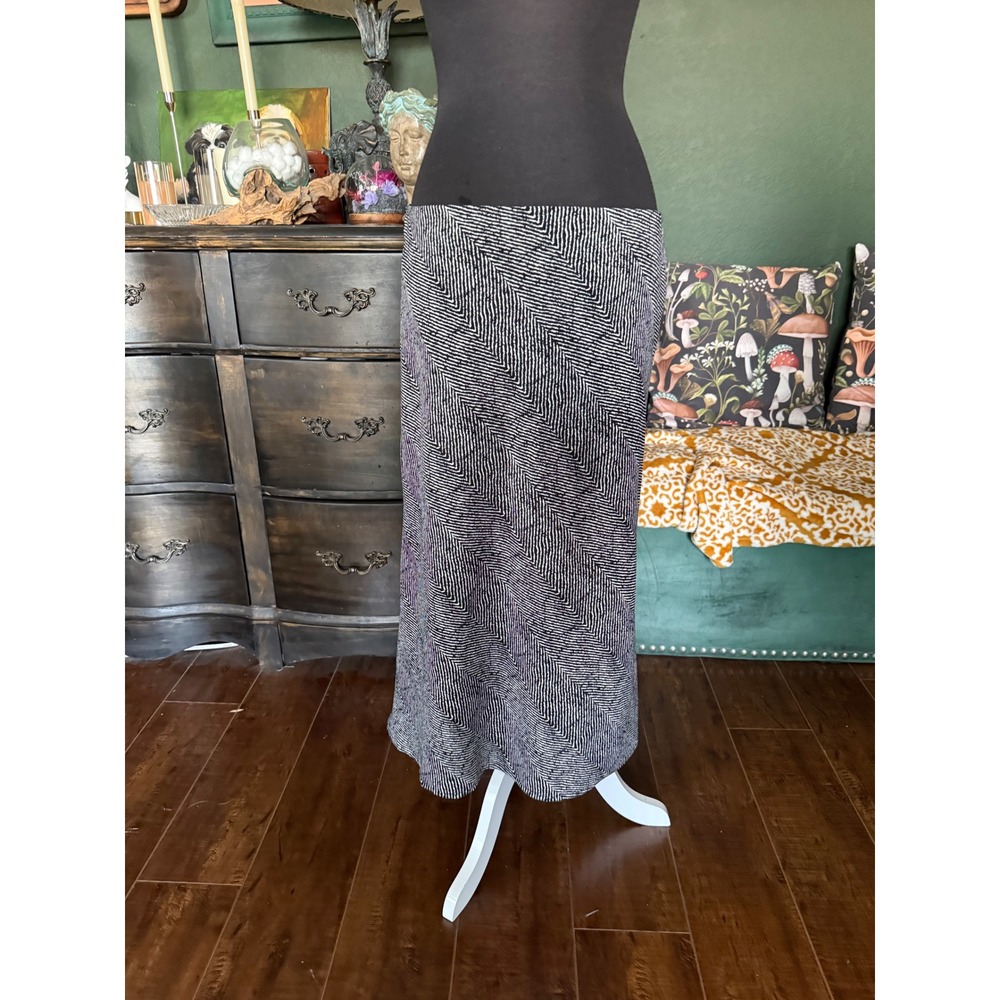 Rachel Zoe Black White Chevron Zig Zag Maxi‎ Skirt Size 12 Elastic Waist